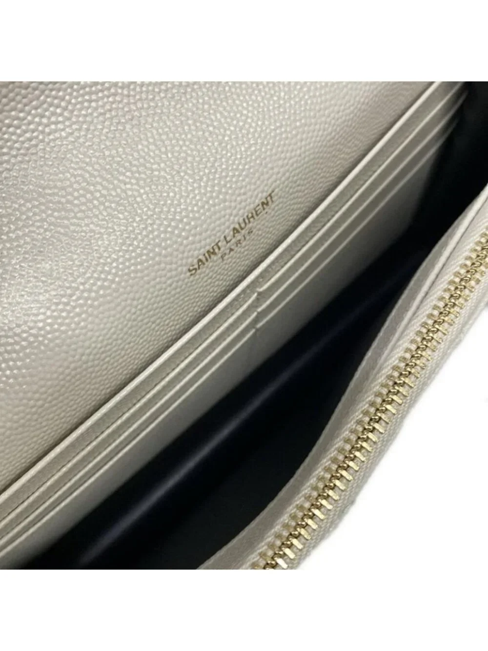 ★SOLD★ Saint Laurent Paris Wallet Cassandra Envelope Chain White Leather - Picture 4 of 13